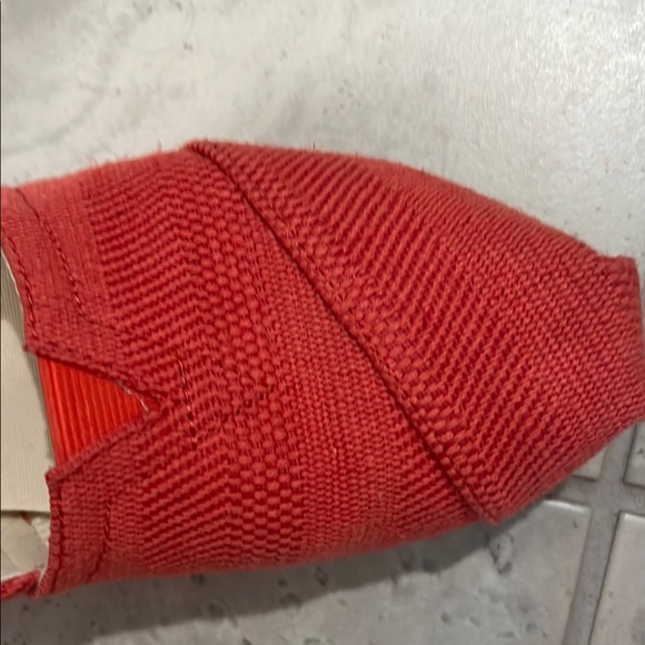 Toms Red Canvas Flats with Elastic V Insert - Picture 3 of 6